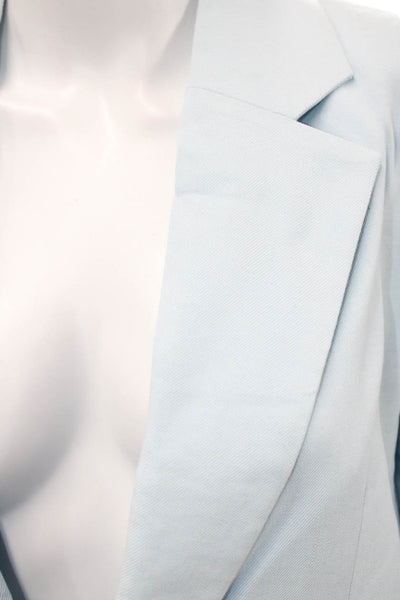 A.L.C. Womens Notch Collar Long Sleeve Button Up Blazer Jacket Light Blue Size 4