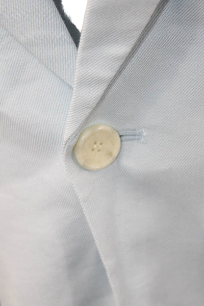 A.L.C. Womens Notch Collar Long Sleeve Button Up Blazer Jacket Light Blue Size 4
