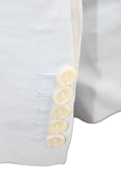 A.L.C. Womens Notch Collar Long Sleeve Button Up Blazer Jacket Light Blue Size 4