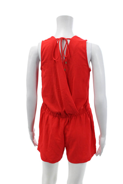 Zara Womens Sleeveless V Neck Drawstring Romper Red Size Extra Small