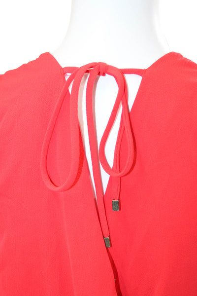 Zara Womens Sleeveless V Neck Drawstring Romper Red Size Extra Small