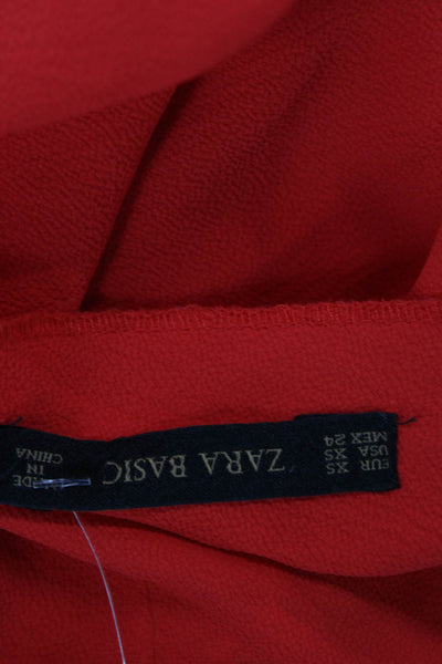 Zara Womens Sleeveless V Neck Drawstring Romper Red Size Extra Small