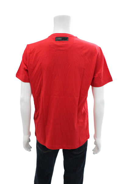 Plein Sport Men's Crewneck Short Sleeves Basic Graphic T-Shirt Red Size L