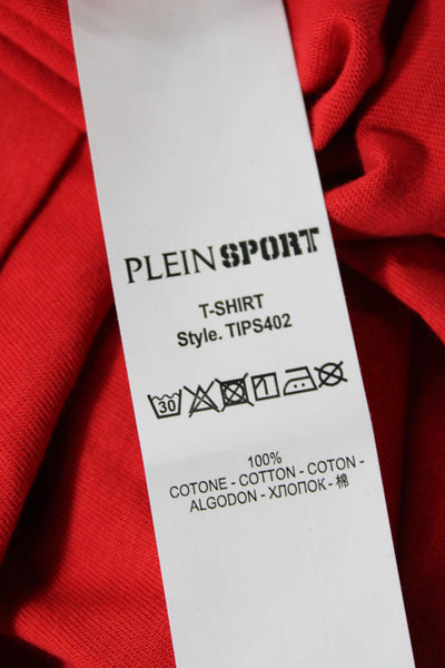 Plein Sport Men's Crewneck Short Sleeves Basic Graphic T-Shirt Red Size L