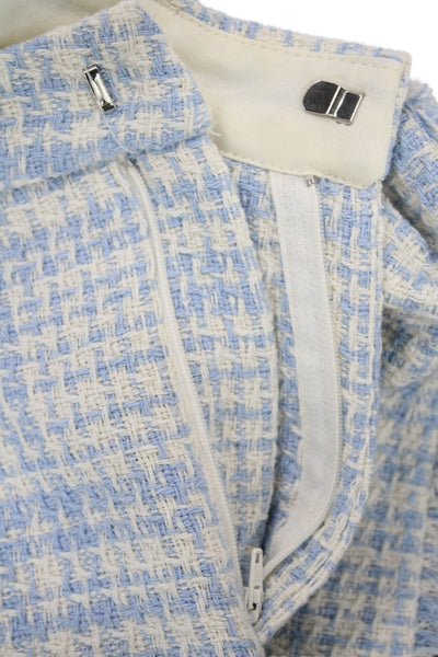 Zara Womens Houndstooth Tailored Cut Off Frayed Hem Dress Shorts Blue Size M