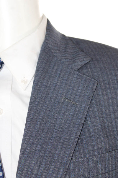 Brooks Brothers 346 Mens Striped Three Button Suit Blue Size 41 Regular/34