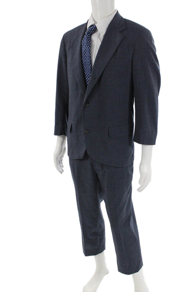 Brooks Brothers 346 Mens Striped Three Button Suit Blue Size 41 Regular/34