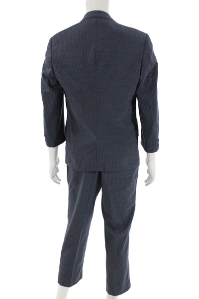 Brooks Brothers 346 Mens Striped Three Button Suit Blue Size 41 Regular/34