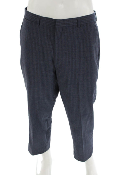 Brooks Brothers 346 Mens Striped Three Button Suit Blue Size 41 Regular/34