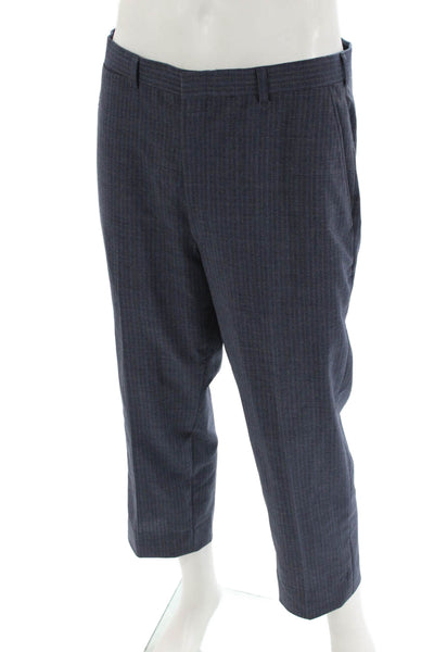 Brooks Brothers 346 Mens Striped Three Button Suit Blue Size 41 Regular/34