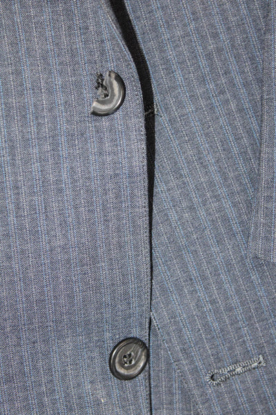 Brooks Brothers 346 Mens Striped Three Button Suit Blue Size 41 Regular/34