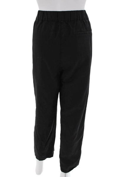 Eileen Fisher Womens Elastic Waist Flat Front Straight Leg Pants Black Size M