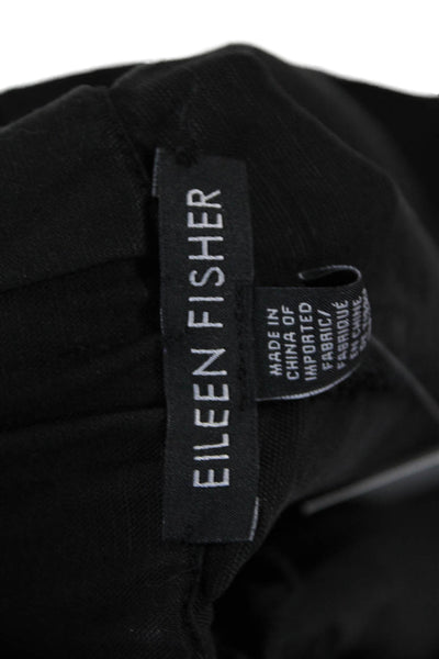 Eileen Fisher Womens Elastic Waist Flat Front Straight Leg Pants Black Size M