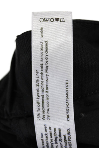 Eileen Fisher Womens Elastic Waist Flat Front Straight Leg Pants Black Size M