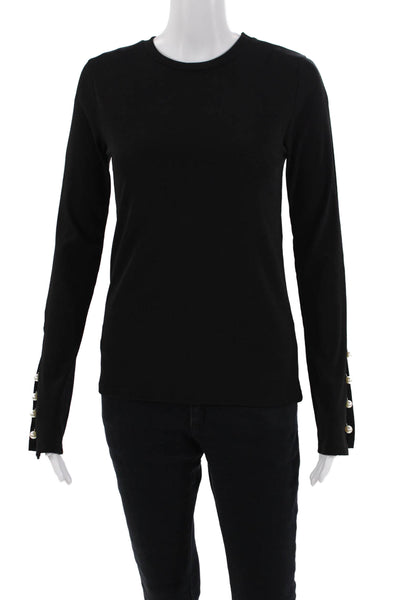 Zara Trafaluc Womens Long Sleeve Crew Neck Knit Shirt Black Size Medium