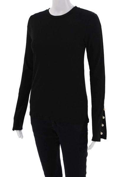 Zara Trafaluc Womens Long Sleeve Crew Neck Knit Shirt Black Size Medium