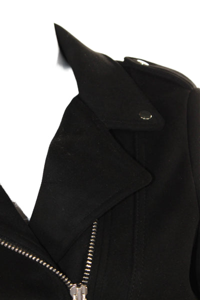 Zara Womens Long Sleeve Front Zip Collared Faux Suede Jacket Black Size Medium