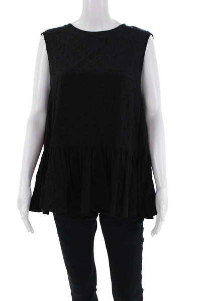 Zara Womens Sleeveless Scoop Neck Ruffled Top Blouse Black Size Medium