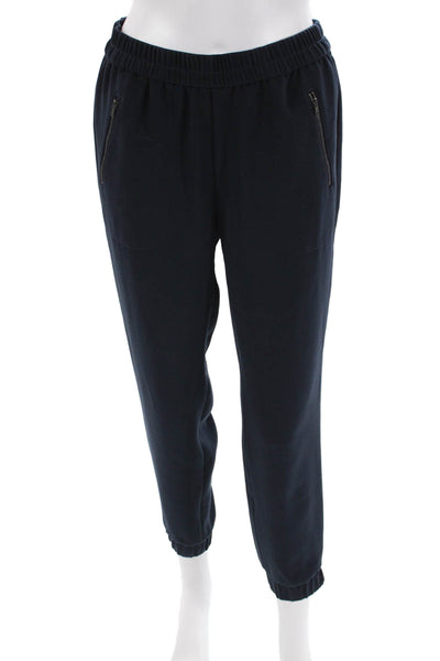 J Crew Womens Elastic Waistband High Rise Knit Jogger Pants Navy Blue Size 2