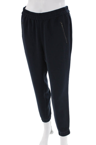 J Crew Womens Elastic Waistband High Rise Knit Jogger Pants Navy Blue Size 2