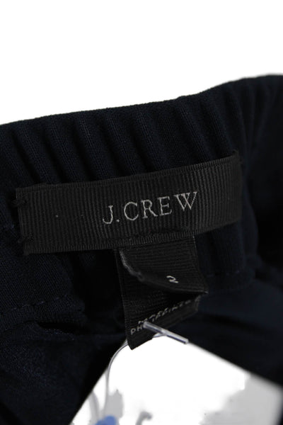 J Crew Womens Elastic Waistband High Rise Knit Jogger Pants Navy Blue Size 2