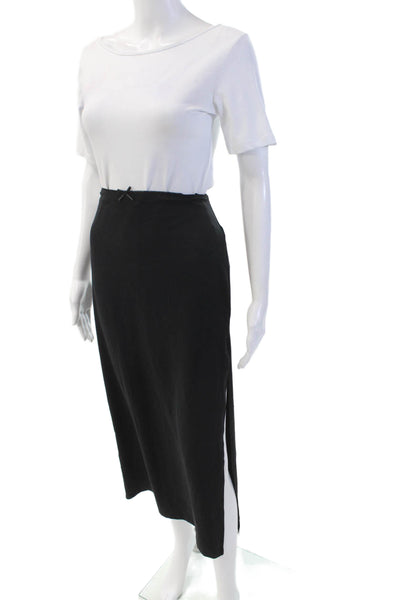Bershka Women's Pull-On Elastic Waist Unlined A-Line Midi Skirt Black Size L
