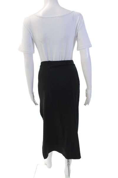 Bershka Women's Pull-On Elastic Waist Unlined A-Line Midi Skirt Black Size L