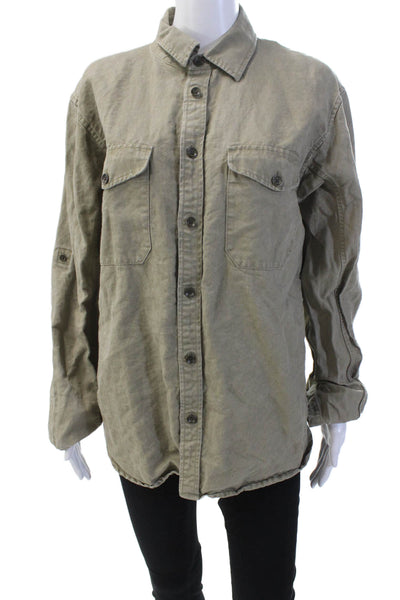 Rag & Bone Men's Long Sleeves Button Up Patch Pocket Shirt Olive Green Size M