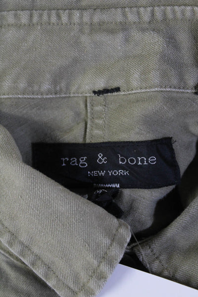 Rag & Bone Men's Long Sleeves Button Up Patch Pocket Shirt Olive Green Size M