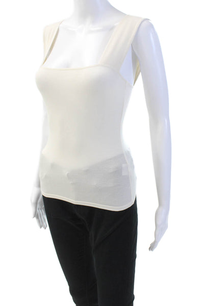 Reformation Women's Square Neck Sleeveless Fitted Cropped Top Beige Size S