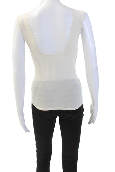 Reformation Women's Square Neck Sleeveless Fitted Cropped Top Beige Size S