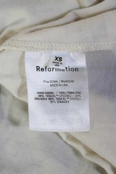 Reformation Women's Square Neck Sleeveless Fitted Cropped Top Beige Size S