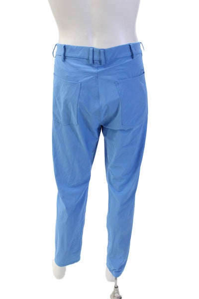 K Jus Men's Button Closure Flat Front Straight Leg Casual Pants Blue Size 38