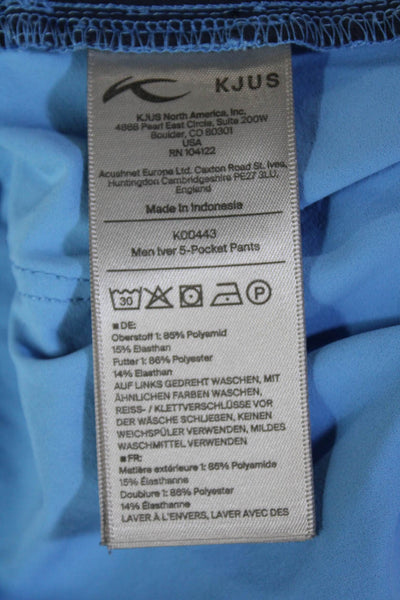 K Jus Men's Button Closure Flat Front Straight Leg Casual Pants Blue Size 38