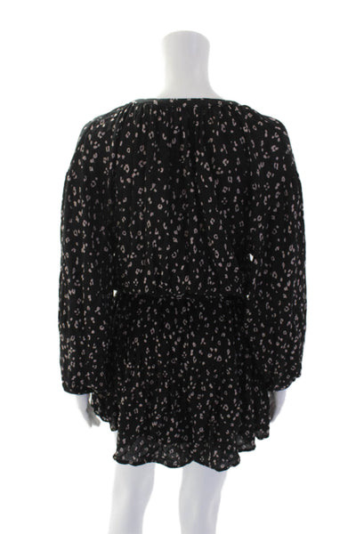 Z Supply Womens Animal Print Belted A Line Dress Black Beige Size Extra Small