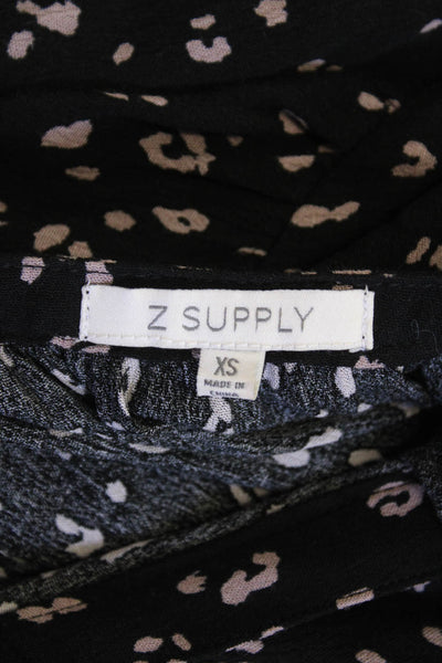 Z Supply Womens Animal Print Belted A Line Dress Black Beige Size Extra Small