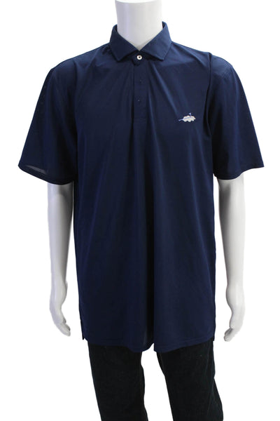 Holderness & Bourne Mens Textured Cotton Short Sleeve V-neck Shirt Blue Size XL