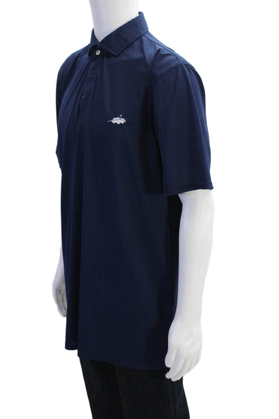 Holderness & Bourne Mens Textured Cotton Short Sleeve V-neck Shirt Blue Size XL