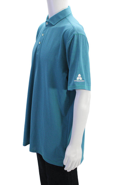 Holderness & Bourne Mens Cotton Short Sleeve Striped Polo Shirt Blue Size XL