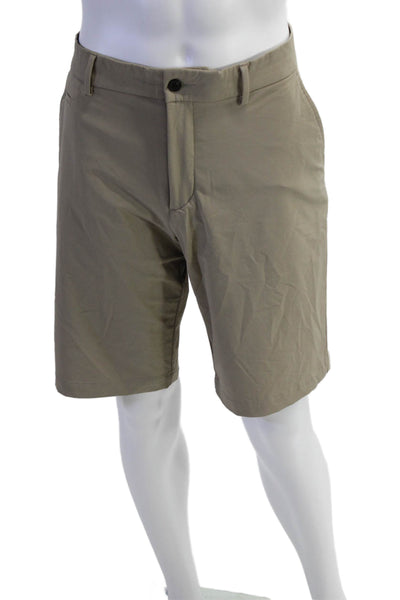 Kjus Mens Textured Zip Button Lined Pleated Casual Shorts Khaki Size EUR 38
