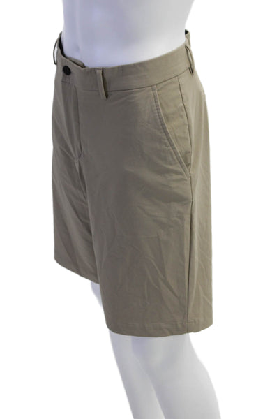 Kjus Mens Textured Zip Button Lined Pleated Casual Shorts Khaki Size EUR 38