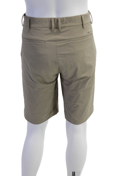 Kjus Mens Textured Zip Button Lined Pleated Casual Shorts Khaki Size EUR 38