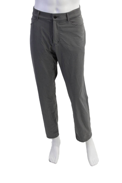 Kjus Mens Textured Zip Button Pleated Lined Straight Leg Dress Pants Gray Size L