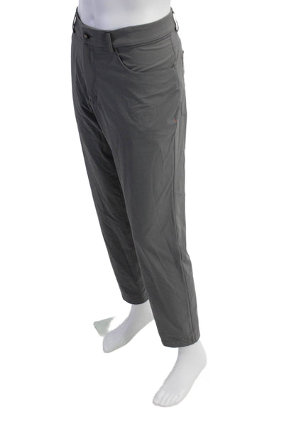 Kjus Mens Textured Zip Button Pleated Lined Straight Leg Dress Pants Gray Size L