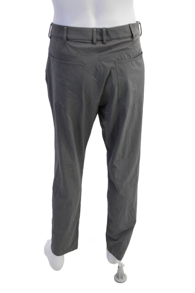 Kjus Mens Textured Zip Button Pleated Lined Straight Leg Dress Pants Gray Size L