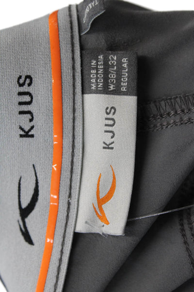 Kjus Mens Textured Zip Button Pleated Lined Straight Leg Dress Pants Gray Size L
