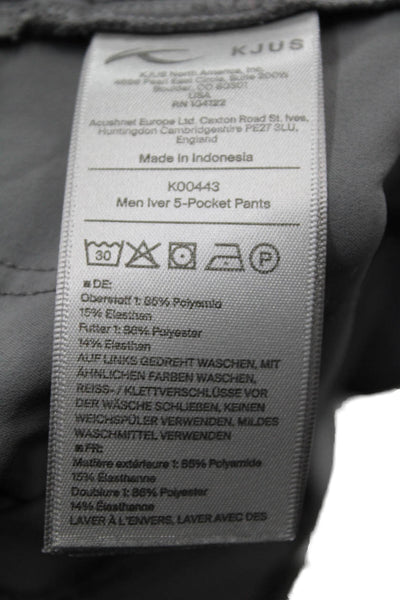Kjus Mens Textured Zip Button Pleated Lined Straight Leg Dress Pants Gray Size L