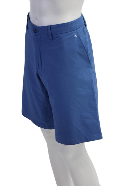 J. Lindeberg Mens Textured Button Zip Pleated Dress Shorts Blue Size EUR 36