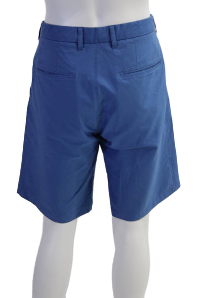 J. Lindeberg Mens Textured Button Zip Pleated Dress Shorts Blue Size EUR 36