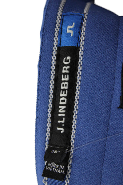 J. Lindeberg Mens Textured Button Zip Pleated Dress Shorts Blue Size EUR 36